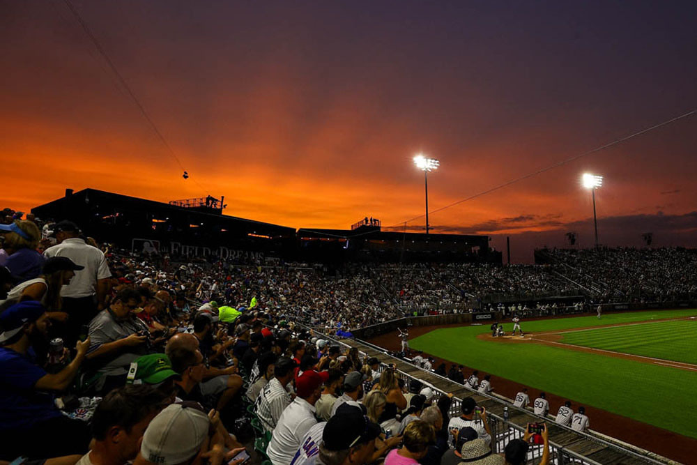 Baseball stadium at night