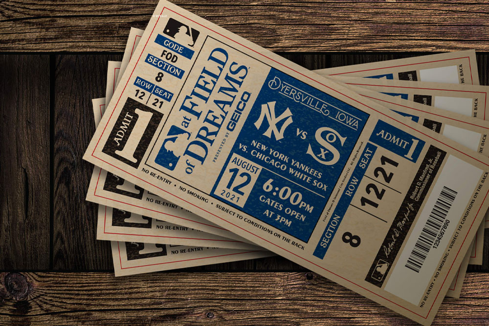 Vintage style baseball tickets